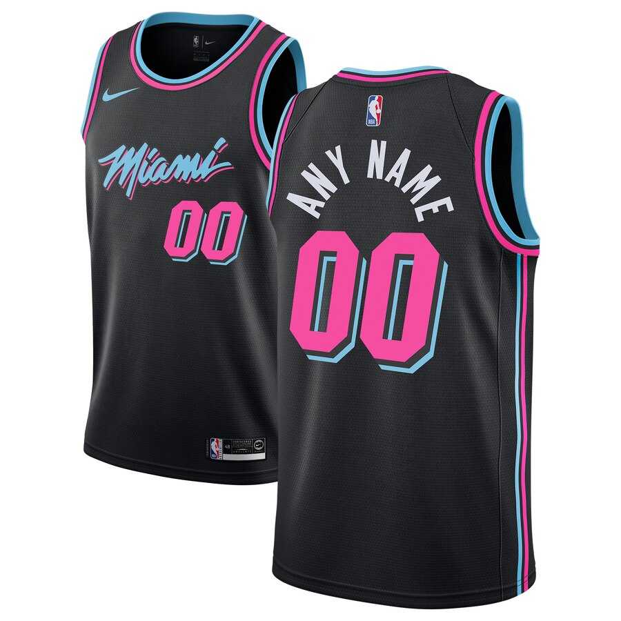Men & Youth Customized Miami Heat Nike Black 2018-19 Swingman City Edition Jersey